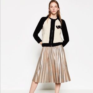 Metallic Accordion Pleated Skirt
